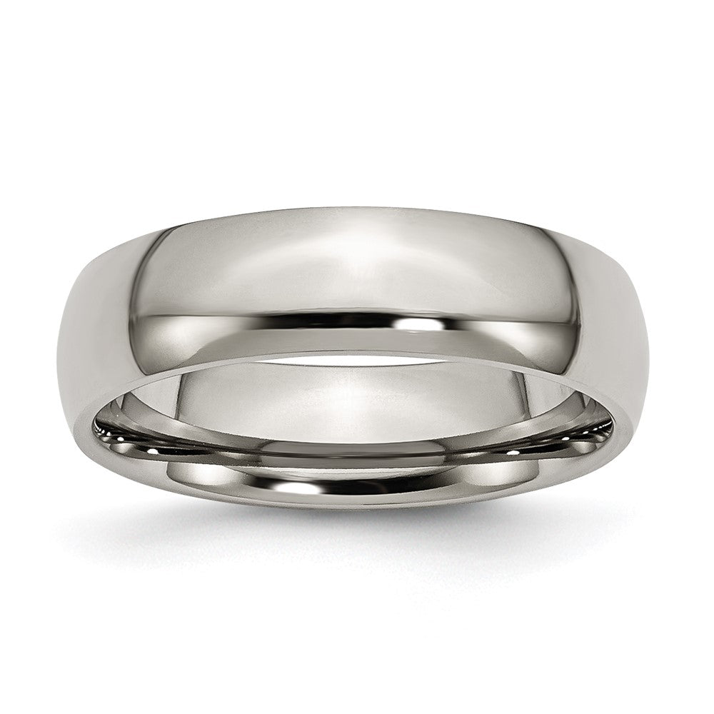 Titanium Polished 6mm Half Round Band Size - 9.5