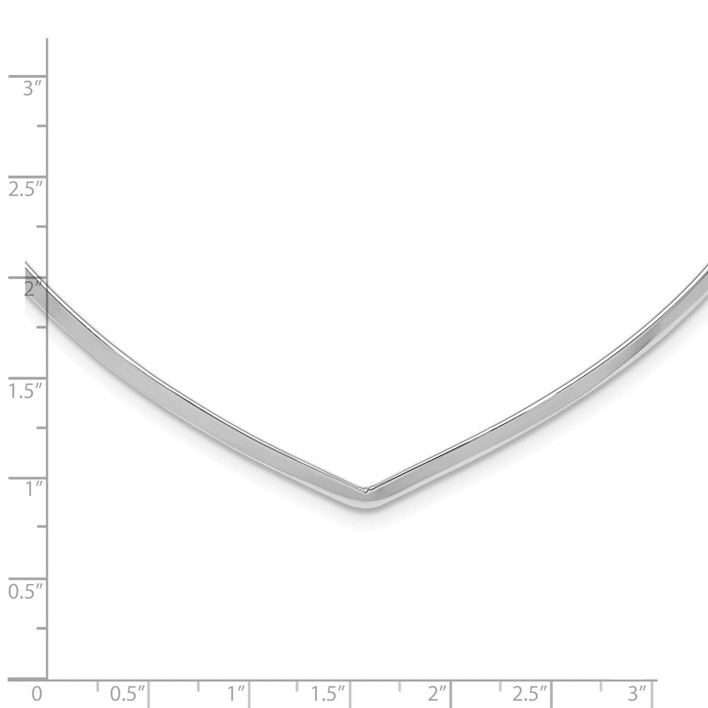 Sterling Silver Rhod. Polished V Cuff Necklace 13.5 Inches