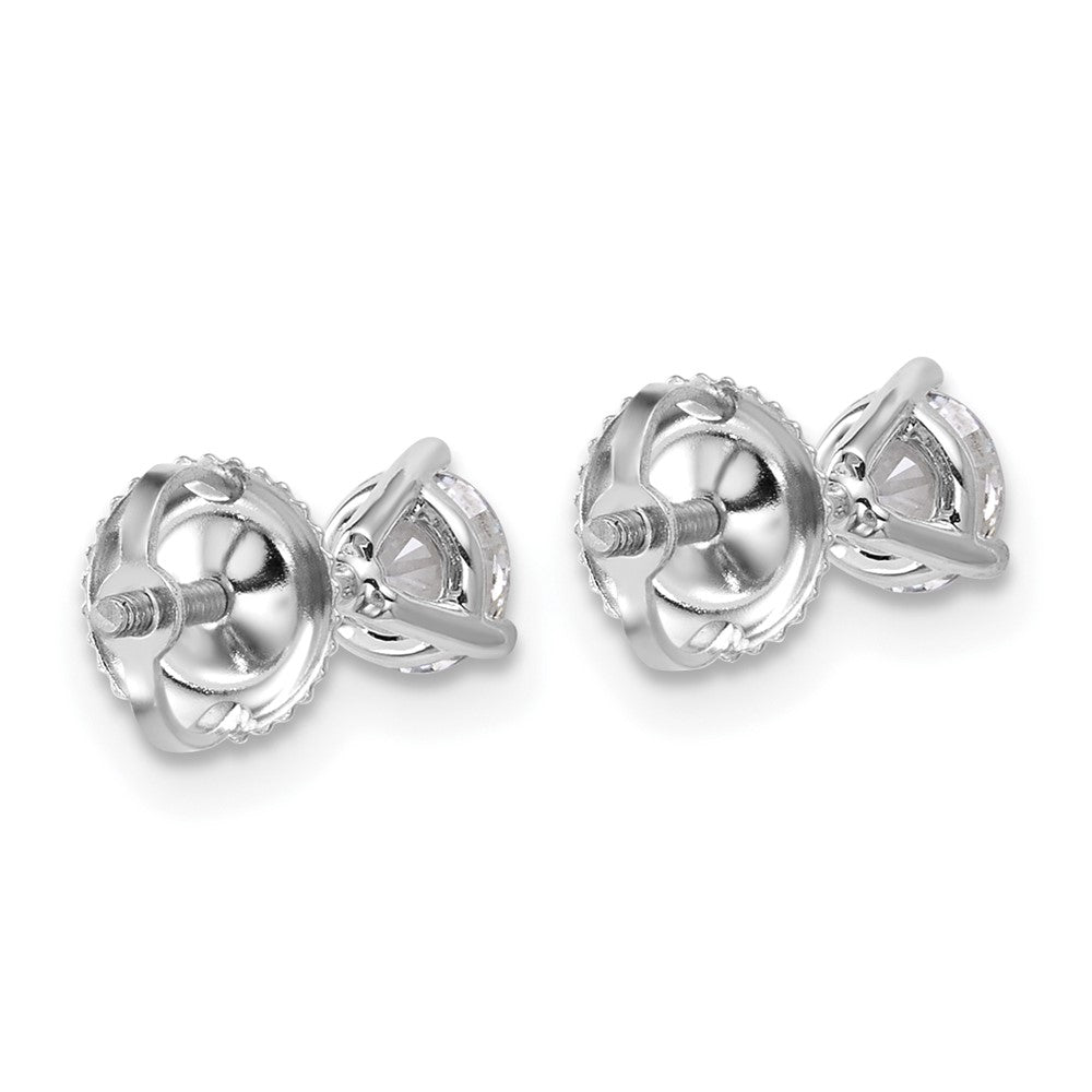 14k White Gold 3/4 ctw Certified Lab Grown Diamond VS+ F+ Round 3 Prong Heavy Wt. Screwback Stud Earrings