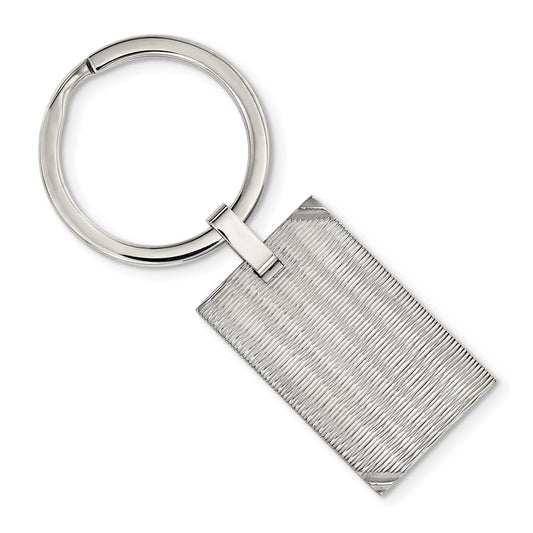 Chisel  Stainless Steel Polished and Striped Textured Key Ring