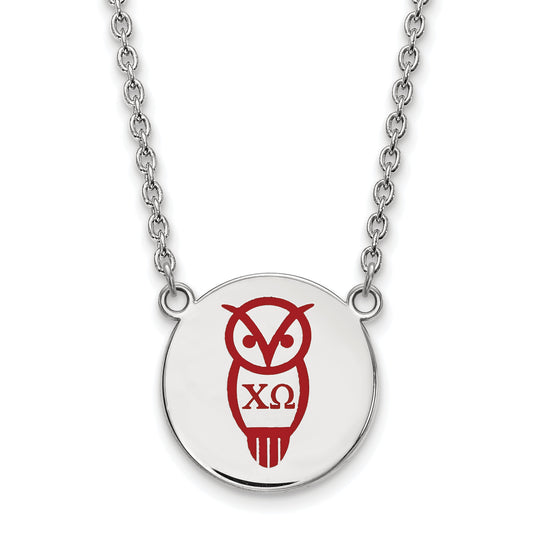 Sterling Silver 18in Official Licensed Greek Sororities Chi Omega (??) Small Enamel Pendant w/Necklace