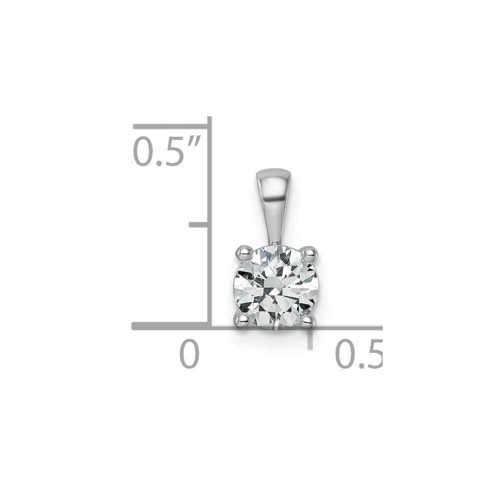 14k White Gold 3/4 carat Lab Grown Diamond VS/SI+ G+ Round Complete Four Prong Pendant