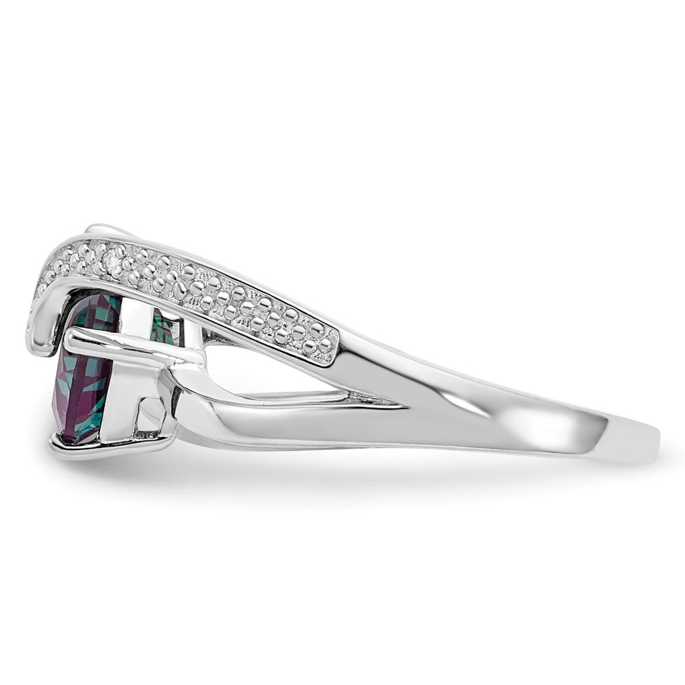 ANC Sterling Silver CR Alexandrite & Diamond Ring