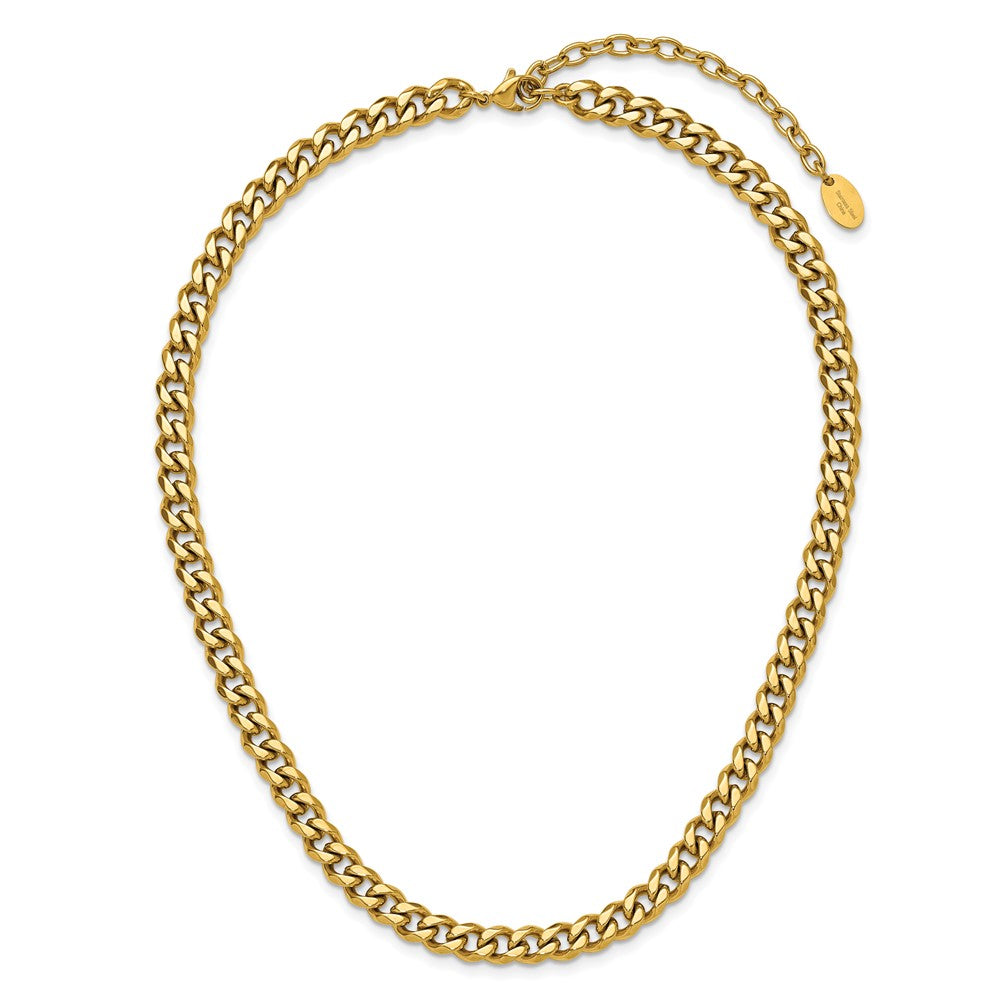Stainless Steel Polished Yellow IP-plated 16 +3in Curb Link Necklace
