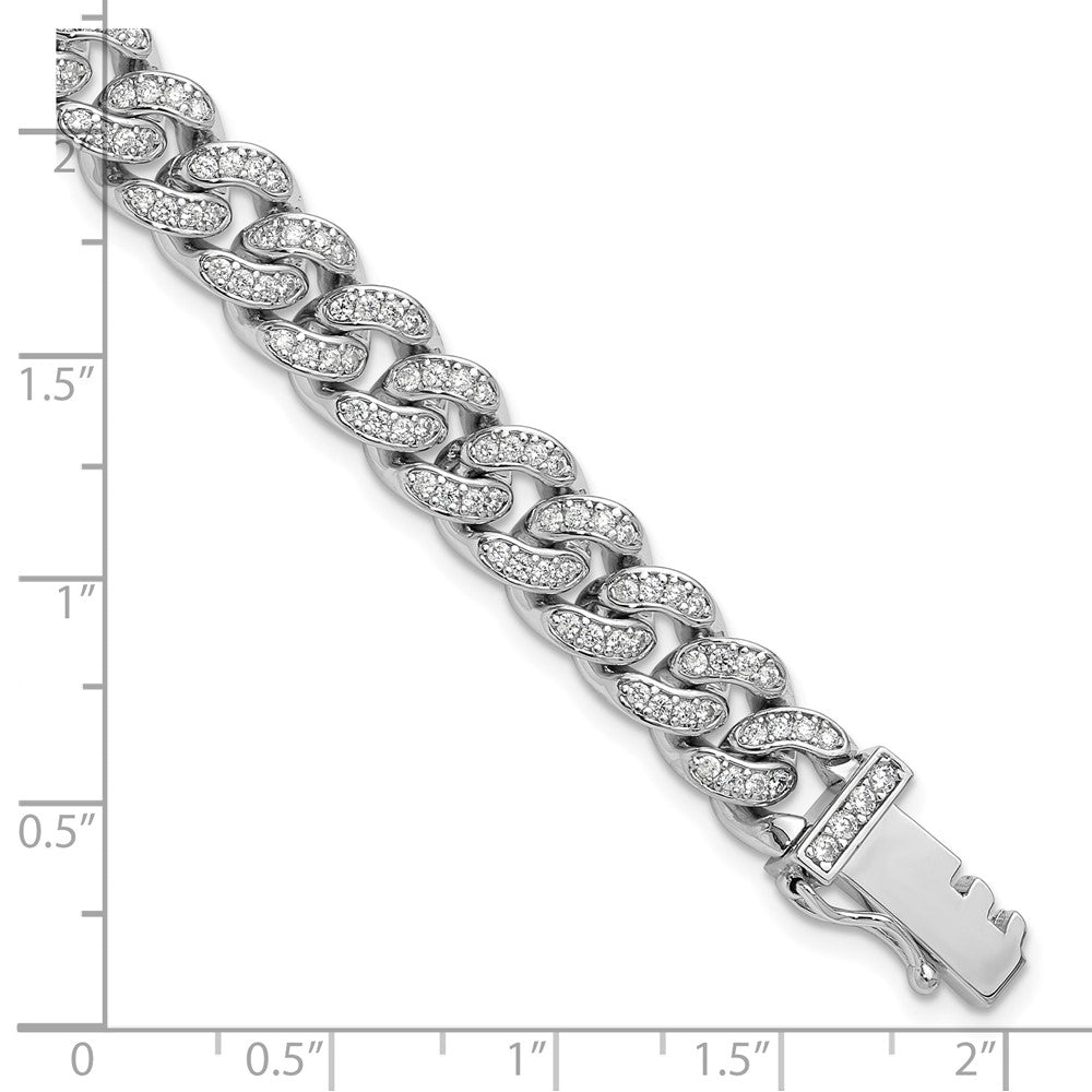 Sterling Shimmer Sterling Silver Rhodium-plated CZ 597 Stone Curb Link 8.25 inch Bracelet 8 inches