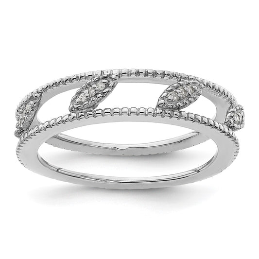 Sterling Silver Stackable Expressions Rhodium-plated Diamond Jacket Ring Size -9