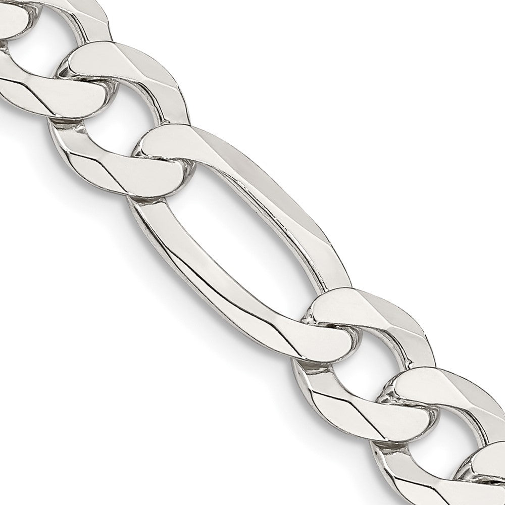 Sterling Silver 8.5mm Lightweight Flat Figaro Chain 18 Inches