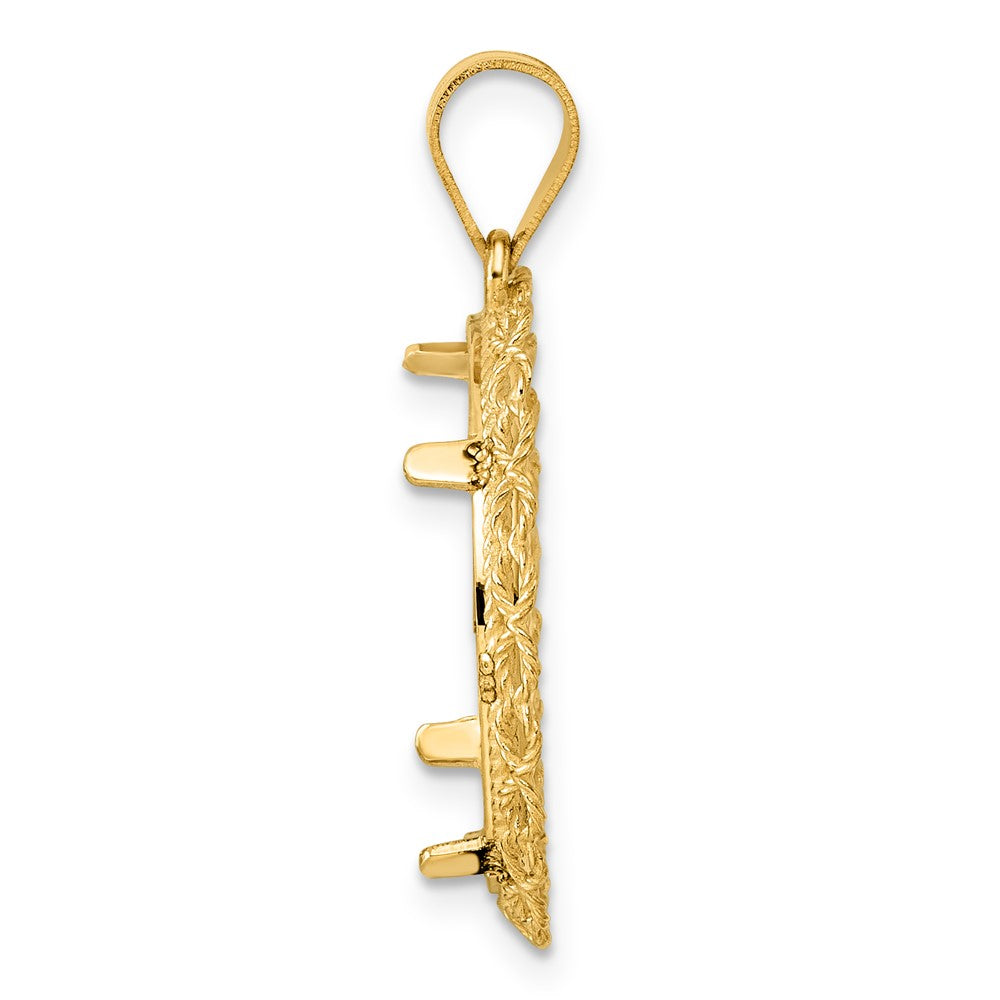 14k Diamond Cut Double Rope with 18.0mm Prong Coin Bezel Pendant