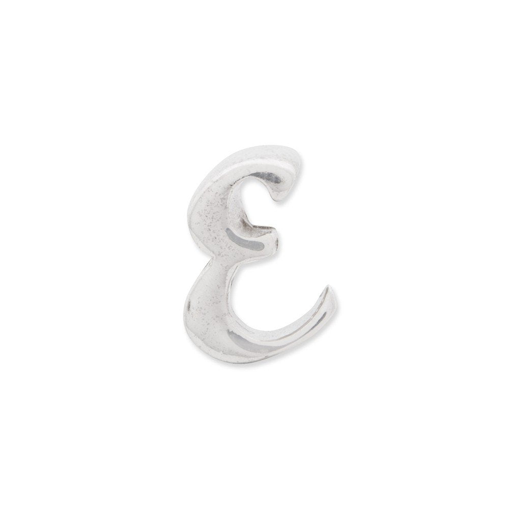 925 Sterling Silver Polished Reflections Letter Name Personalized Monogram Initial E Script Bead Charm 10.91x8.18mm Wide