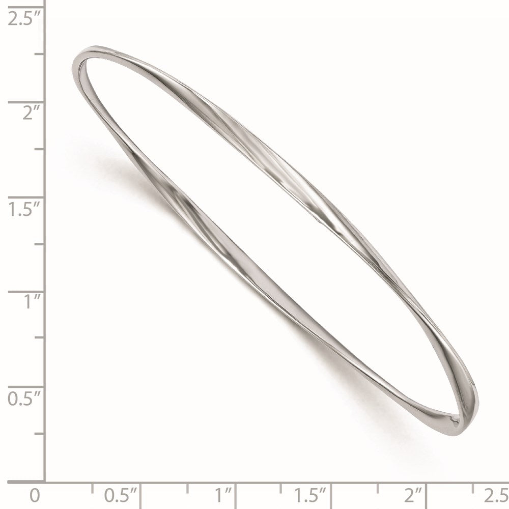 Sterling Silver RH-plated Polished Twisted Bangle 8  inches