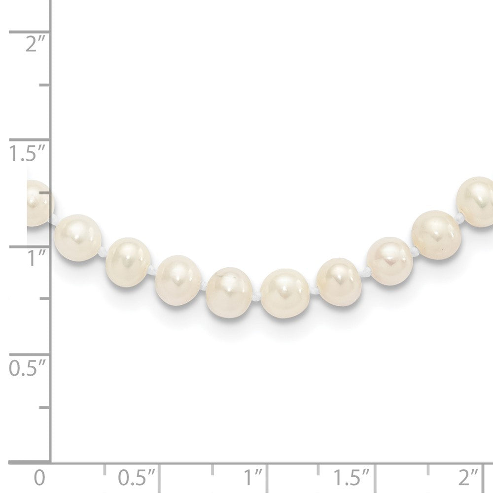 Sterling Silver Rhodium-plated 5-6mm White Near-Round Freshwater Cultured Pearl 20 inch Necklace 20 Inches