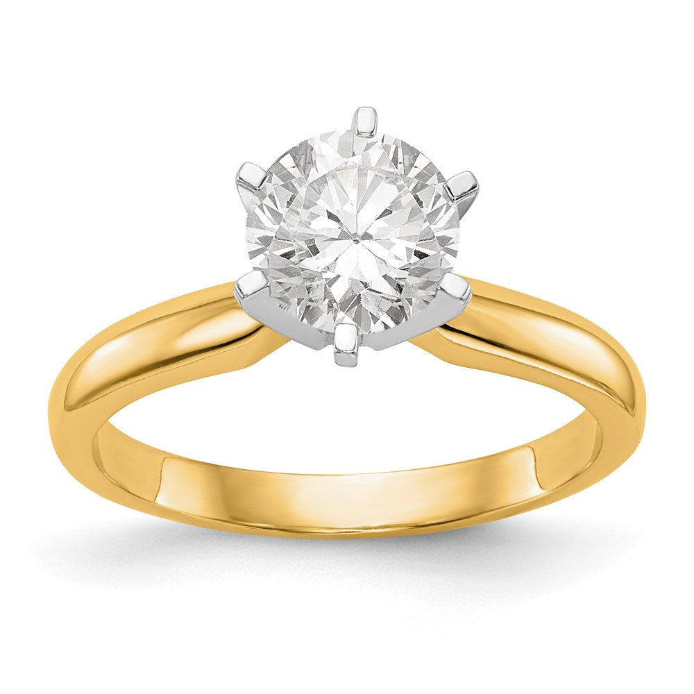14k Two-Tone 1/2 carat Medium-Weight Knife Edge/Half-Round 6-Prong Round Solitaire Ring Mounting