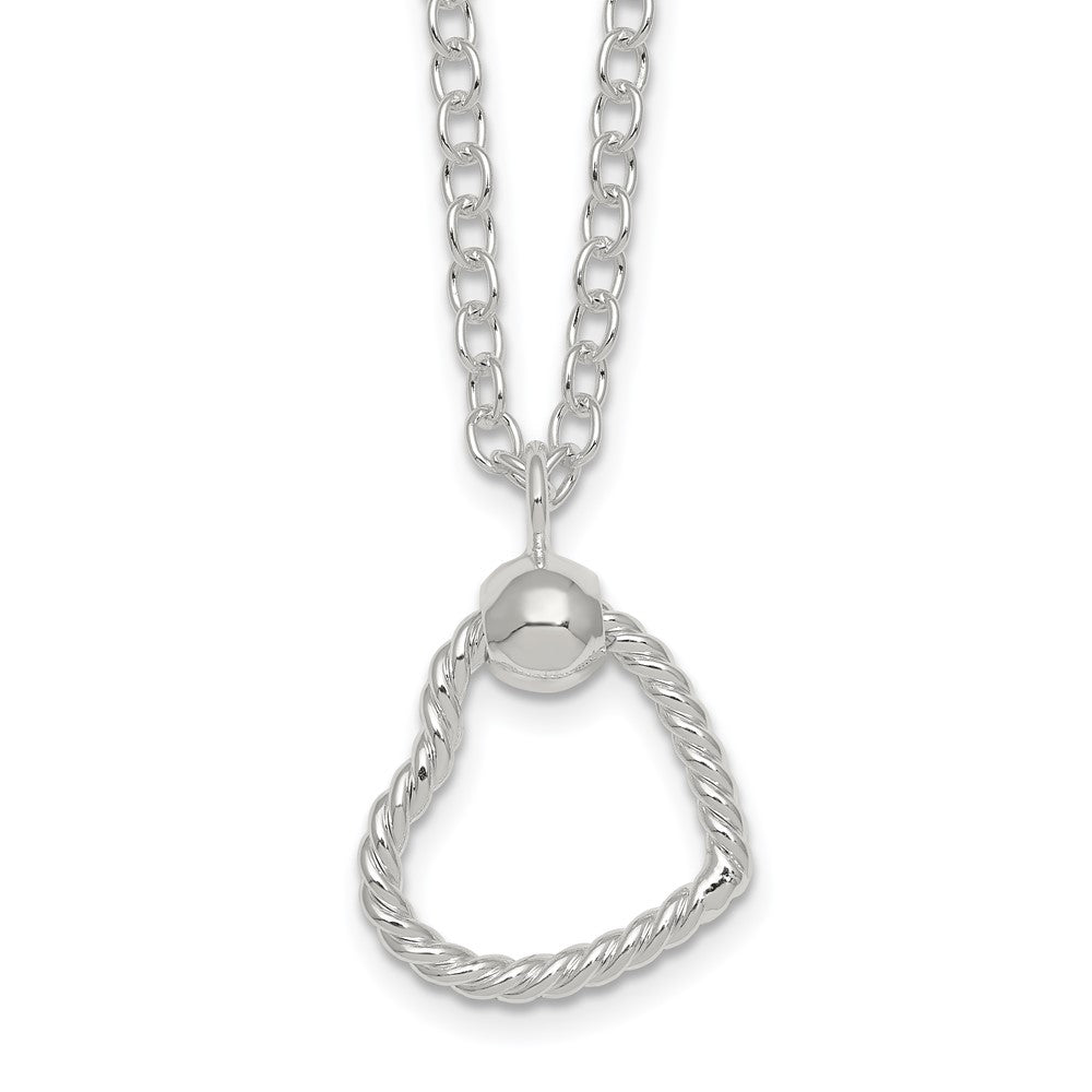 Sterling Silver Polished and Twisted Heart 18 Inch Cable Chain Necklace 18 Inches