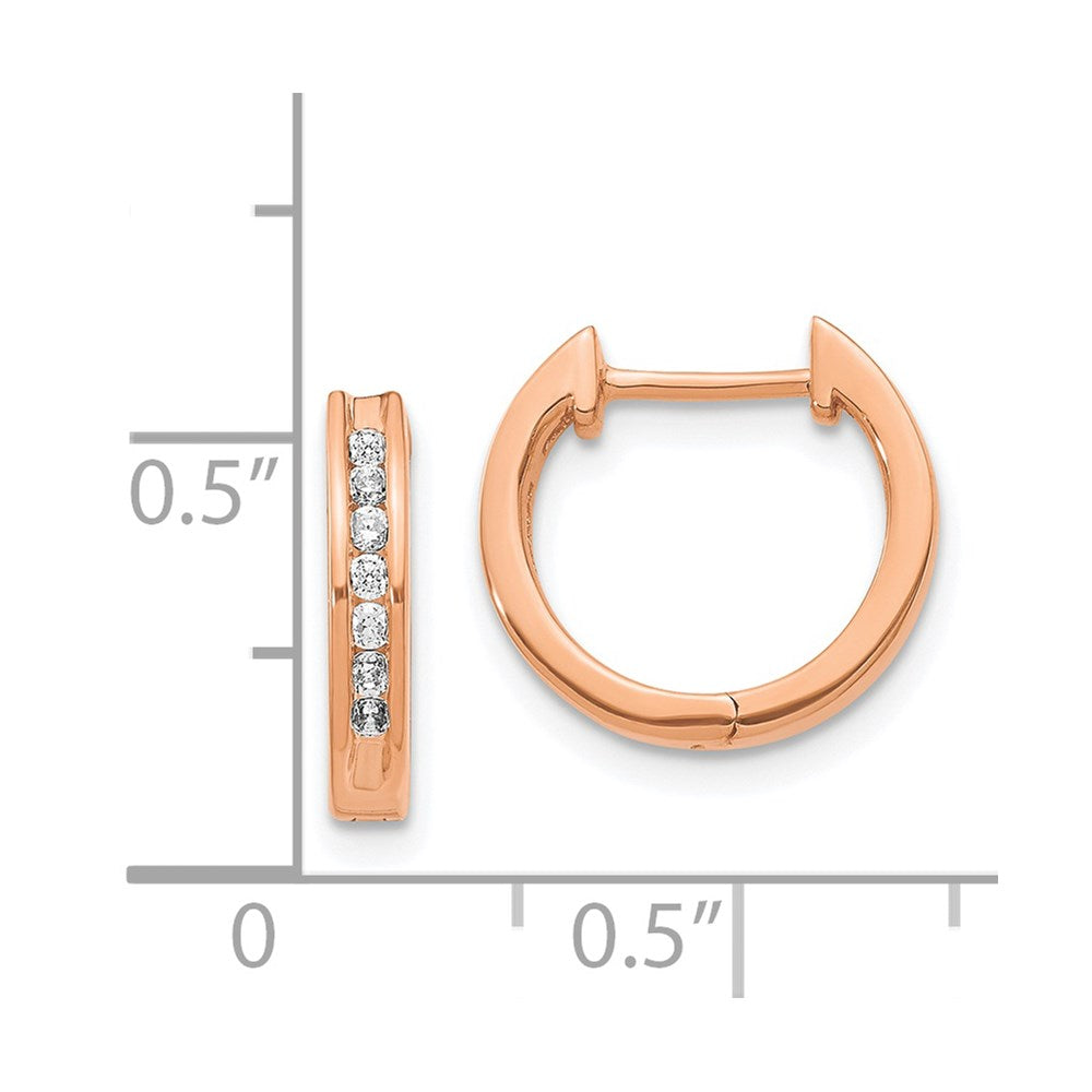14k Rose Gold Diamond Hinged Hoop Earrings