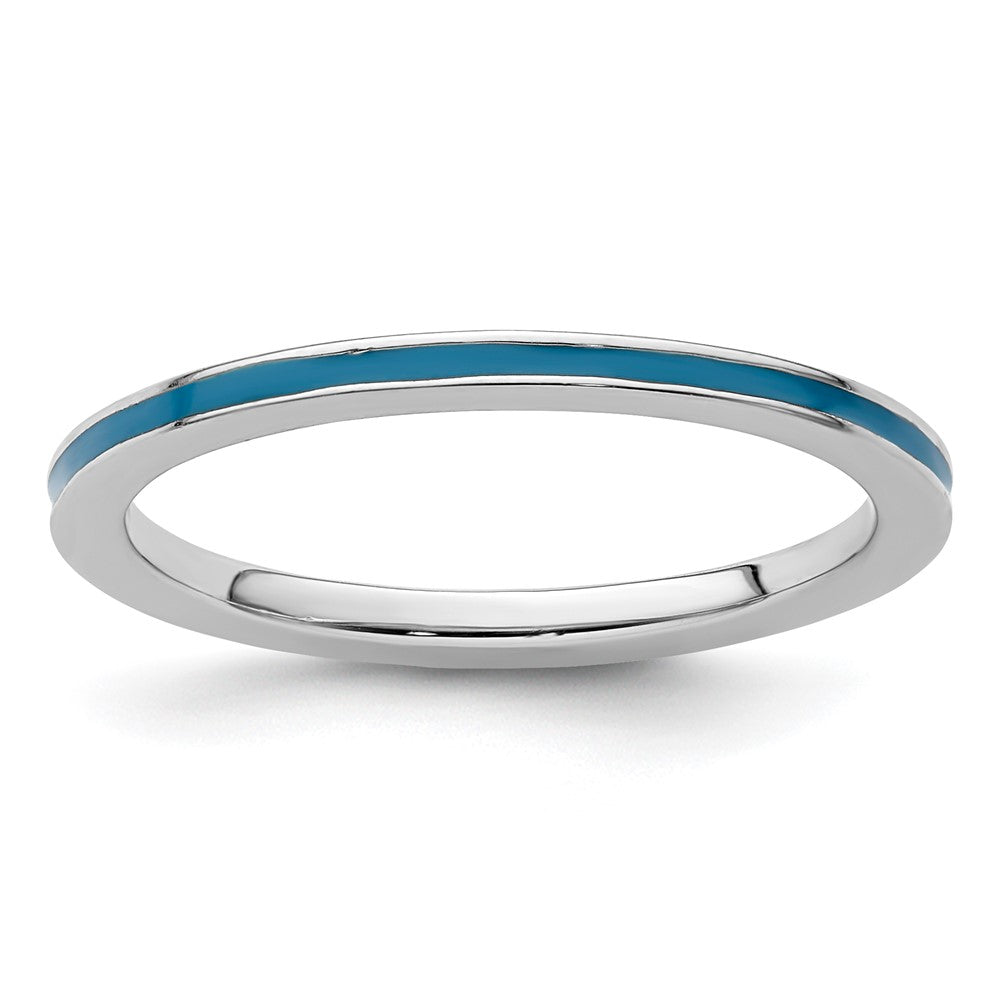 Sterling Silver Stackable Expressions Blue Enameled 1.5mm Ring Size -5