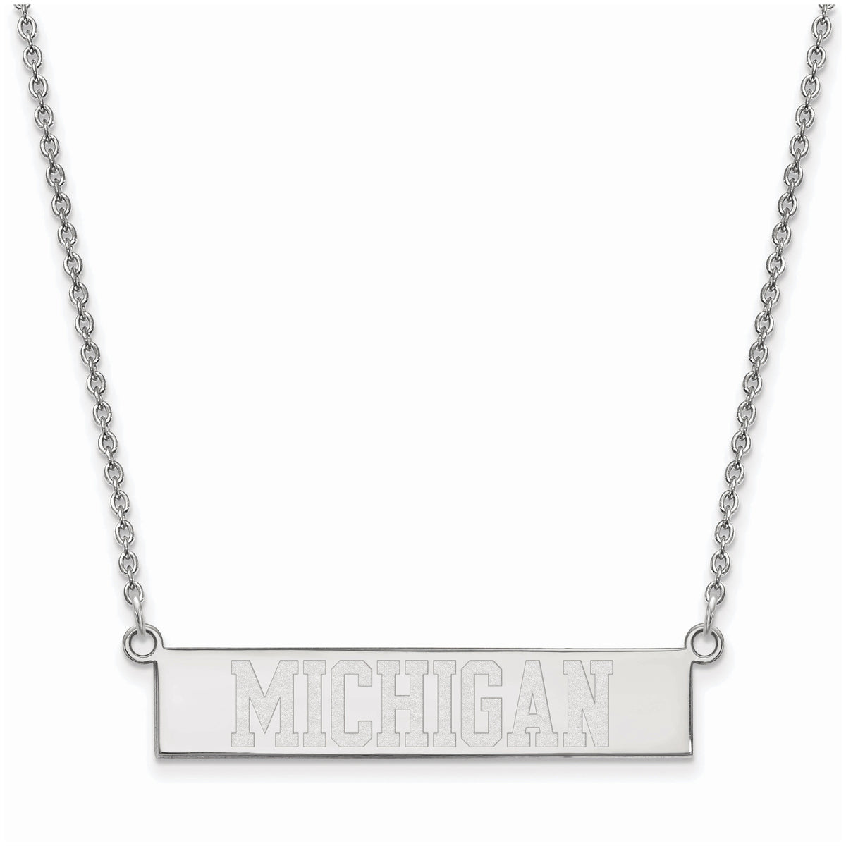 Women's Michigan Wolverines Sterling Silver Small Bar Necklace