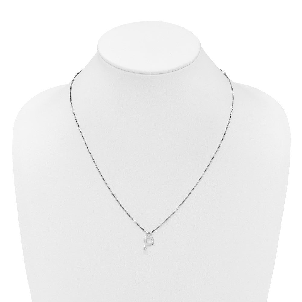 White Ice Sterling Silver Rhodium-plated 18 inch Diamond Letter P Initial Necklace plus 2 inch Extender 18 Inches