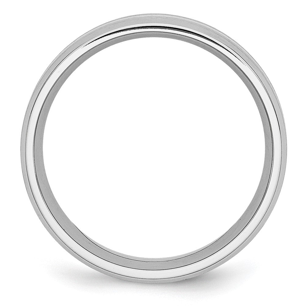 Cobalt Sterling Silver Inlay Satin/Polished Beveled Edge 8mm Band Size - 10