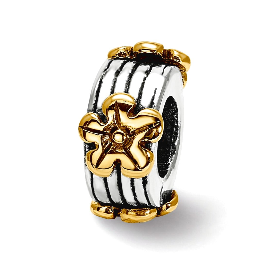 Sterling Silver & 14k Reflections Floral Bead