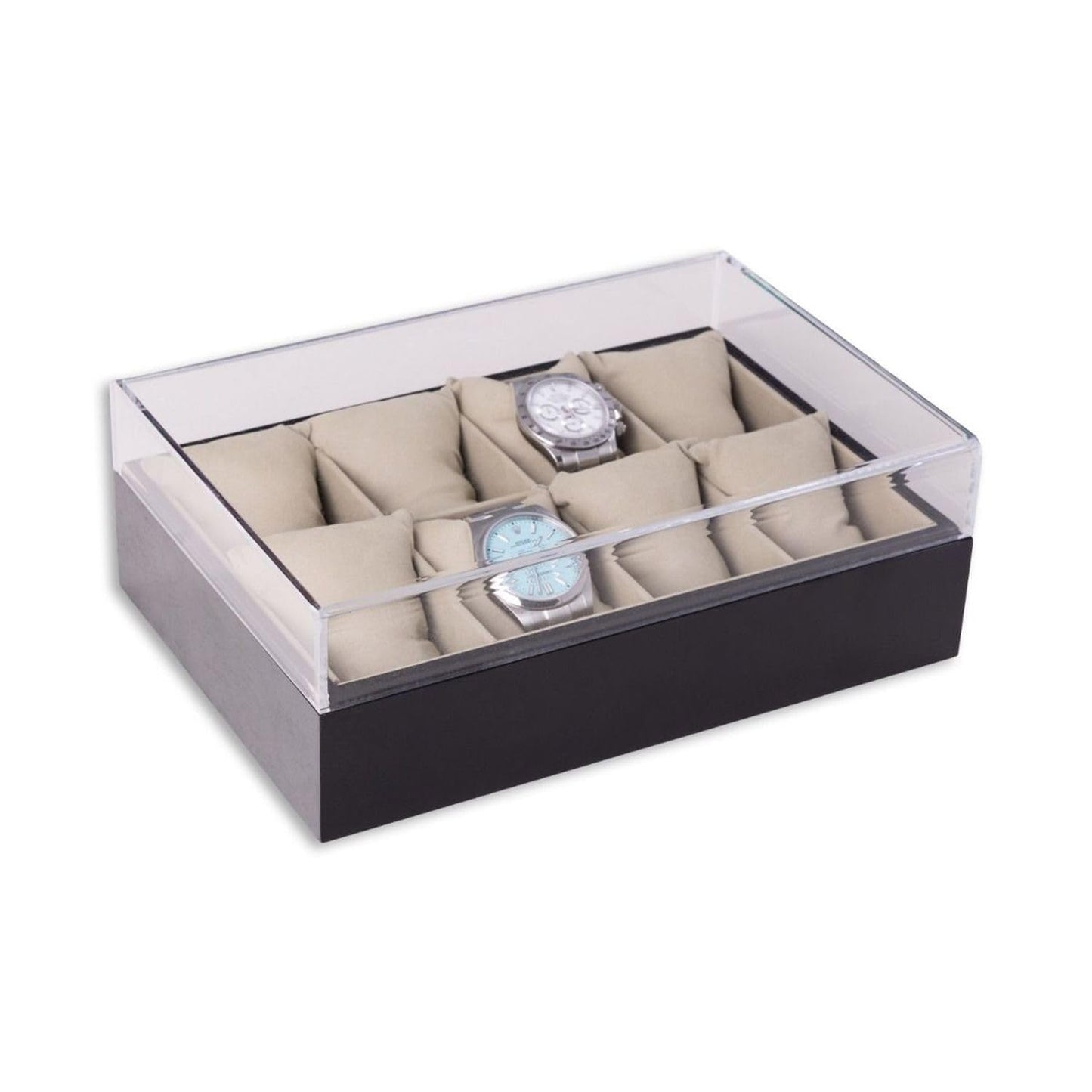 Bey Berk Esme Wood and Acrylic Eight Watch Box, Black