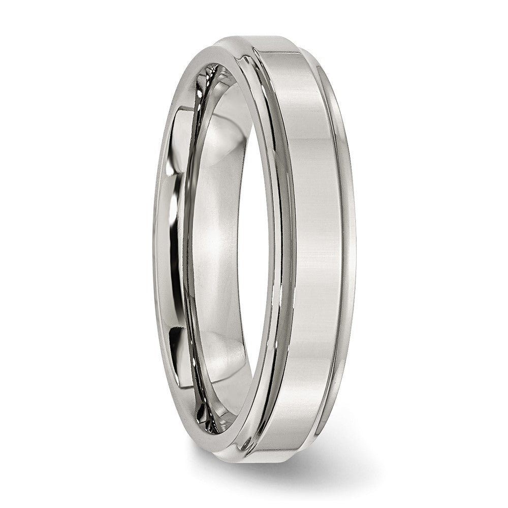 Stainless Steel Polished 5mm Ridged Edge Band Size - 6