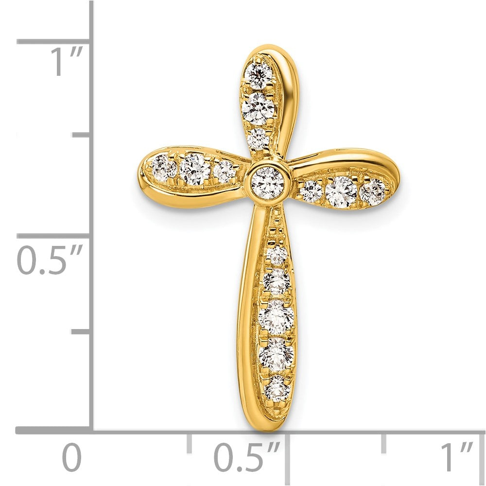 14k 3/8 carat Lab Grown Diamond VS/SI+ G+ Cross Chain Slide Pendant