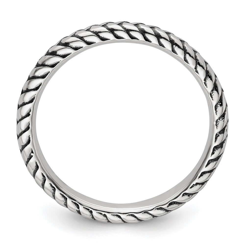 Sterling Silver Stackable Expressions Antiqued Ring Size -6