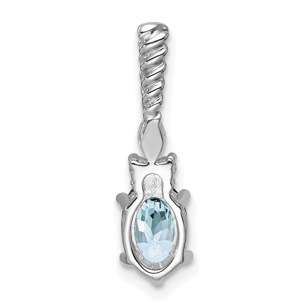 14K White Gold Polished Diamond and Aquamarine Twisted Chain Slide