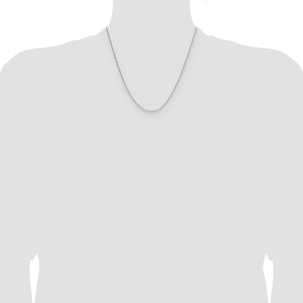 14K White Gold 1.4mm D/C Open Long Link Cable Chain