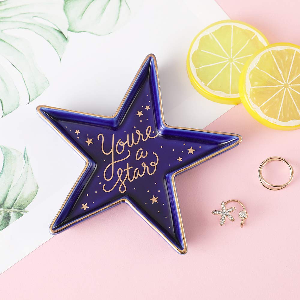 Star-Shaped Ceramic Trinket Plate and Decorative Jewelry Dish