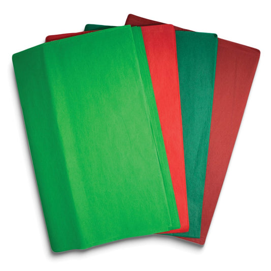 Four Color 48 Sheet Light Red, Dark Red, Light Green, Dark Green Mixed Tissue Paper Set - 12 Each Color