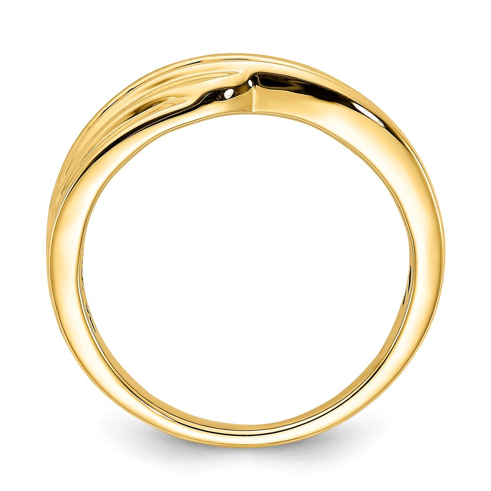 10k Yellow Gold Polished Curved Diamond Men's Ring