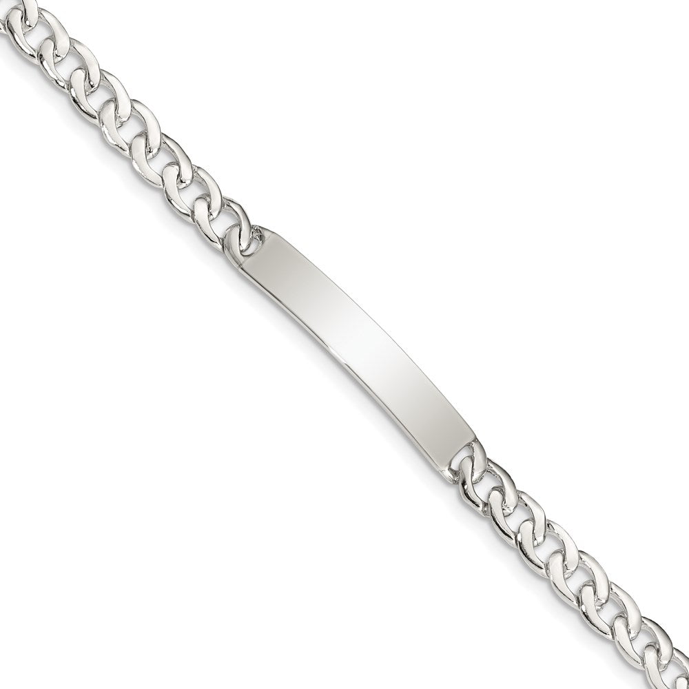 Sterling Silver Small ID Plate, Curb Link Bracelet 7.25 inches