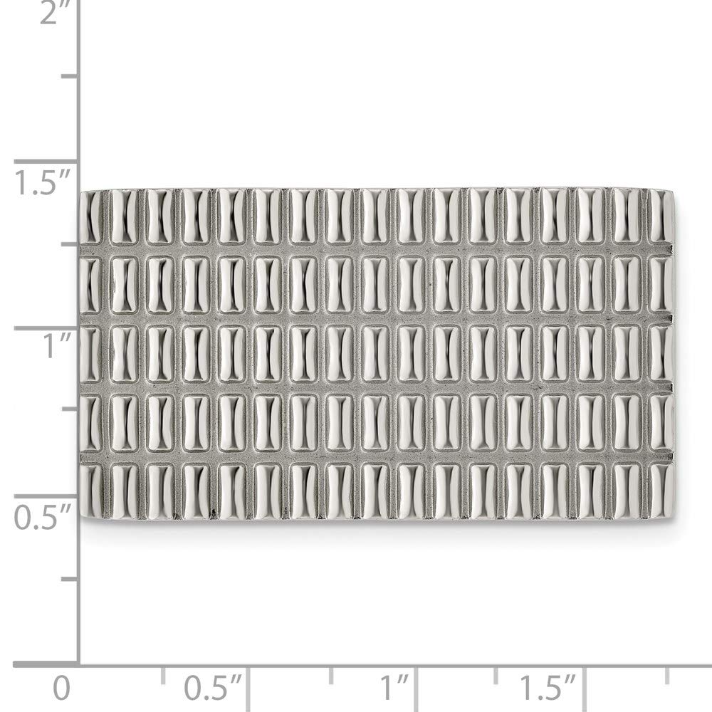 Stainless Steel Textured and Polished Money Clip Measures 46x25mm Wide - Money Clip for Men
