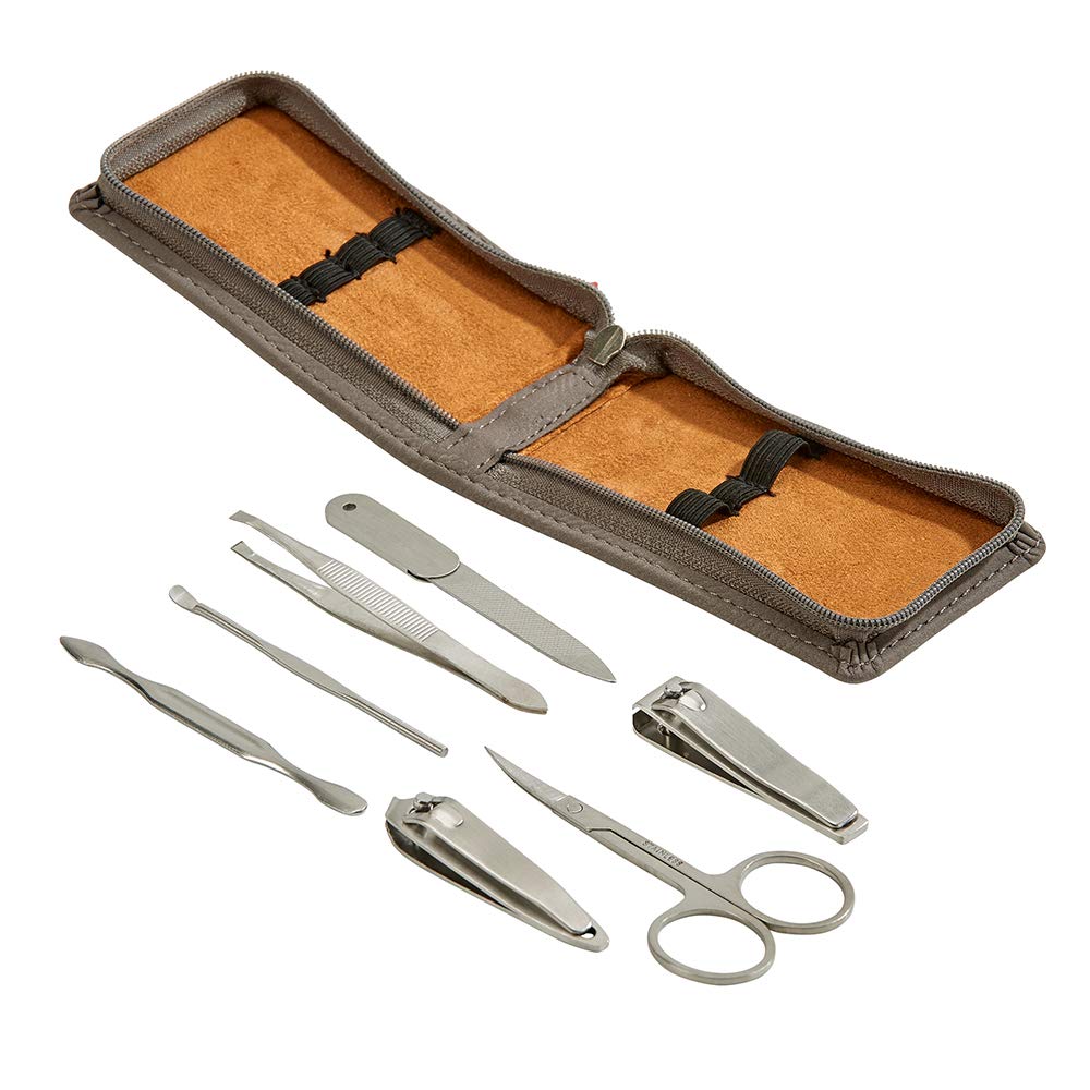 Contemporary Home Living 4.25" Gray Leatherette Manicure Set