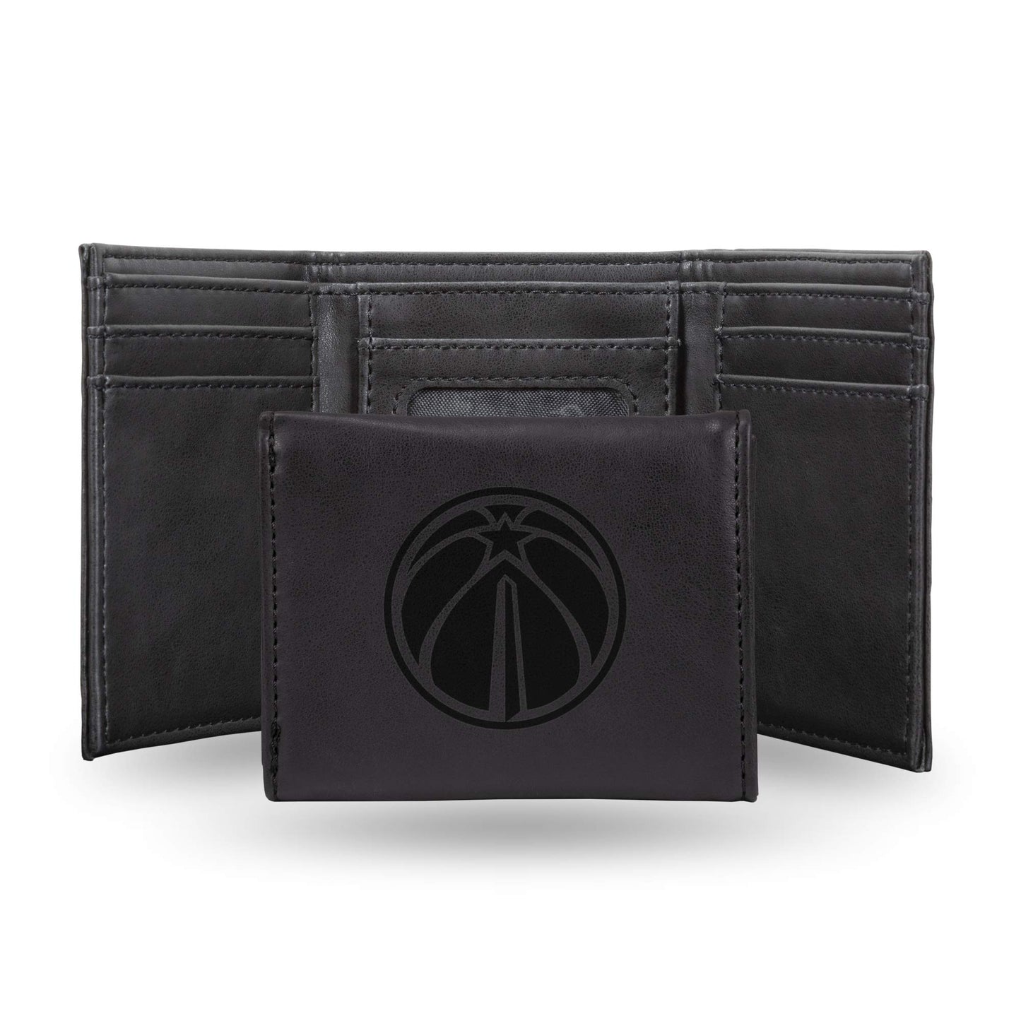 Basketball Rico Industries Washington Wizards Black Laser Engraved Trifold Laser Engraved Tri-Fold Wallet - Men's Accessory