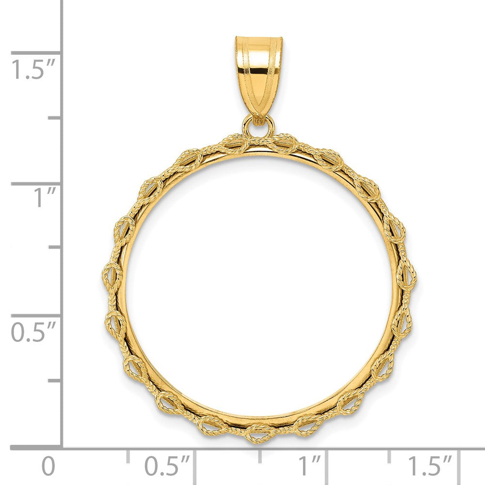 14k Polished Rope with 27.0mm Prong Coin Bezel Pendant