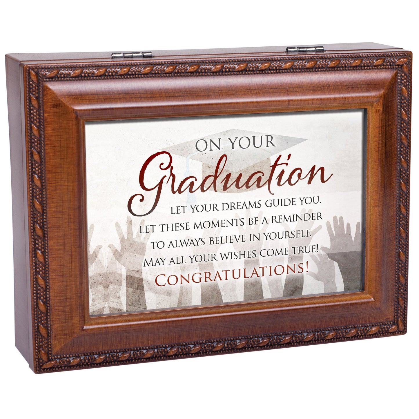 Woodgrain Resin Graduation Music Box: POMP and CIRCUMSTANCE QGM22923