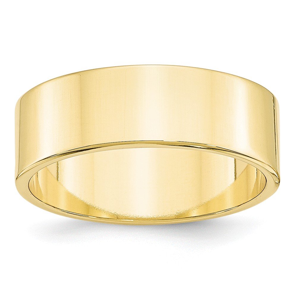 10k Yellow Gold 7mm Lightweight Flat Wedding Band Size 8