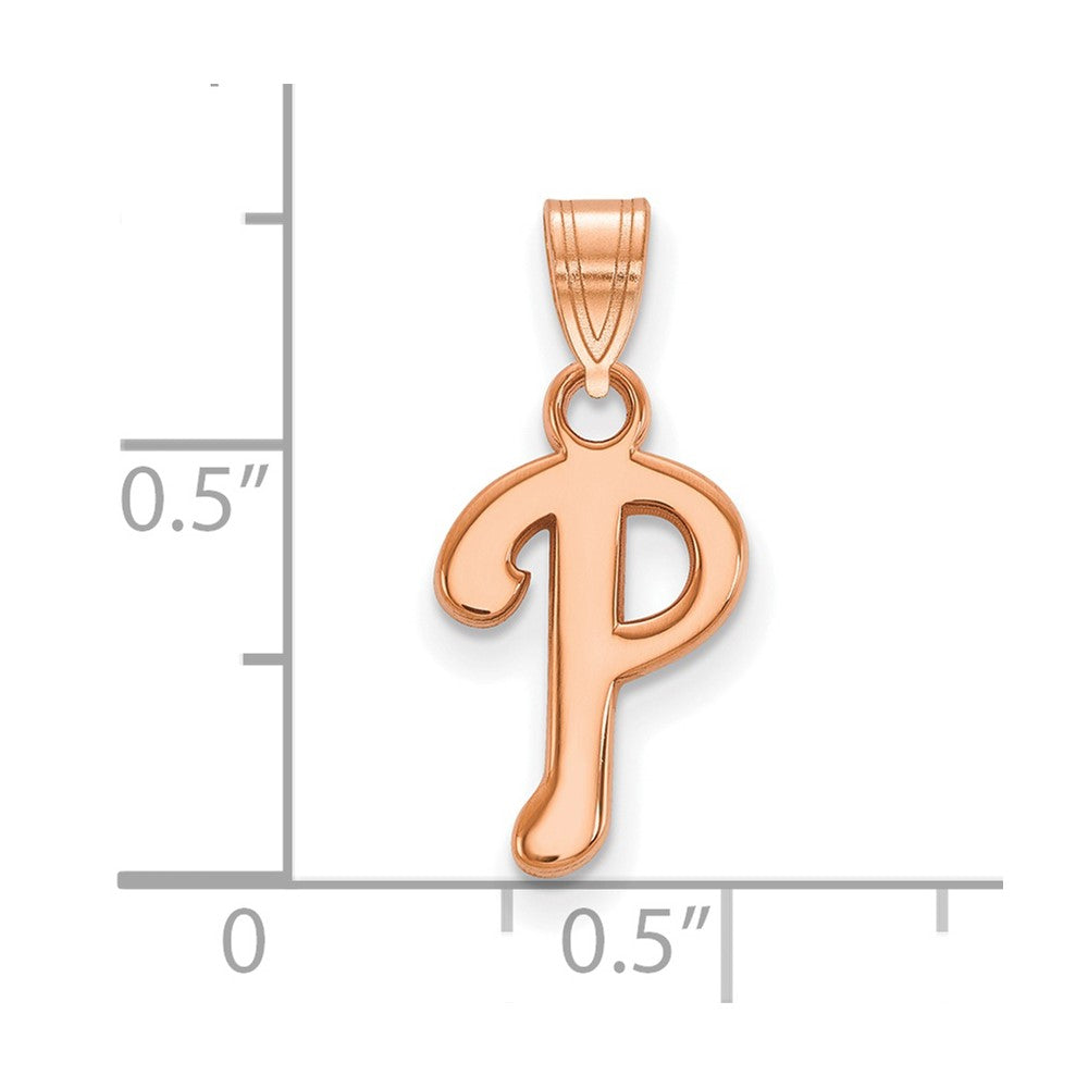 Sterling Silver Rose Gold-plated MLB LogoArt Philadelphia Phillies Small Pe