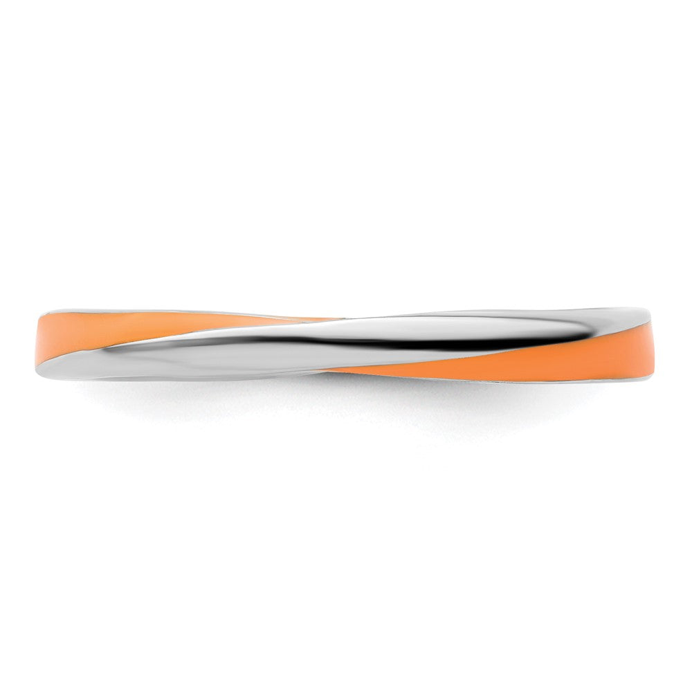 Sterling Silver Stackable Expressions Twisted Orange Enameled Ring Size -9