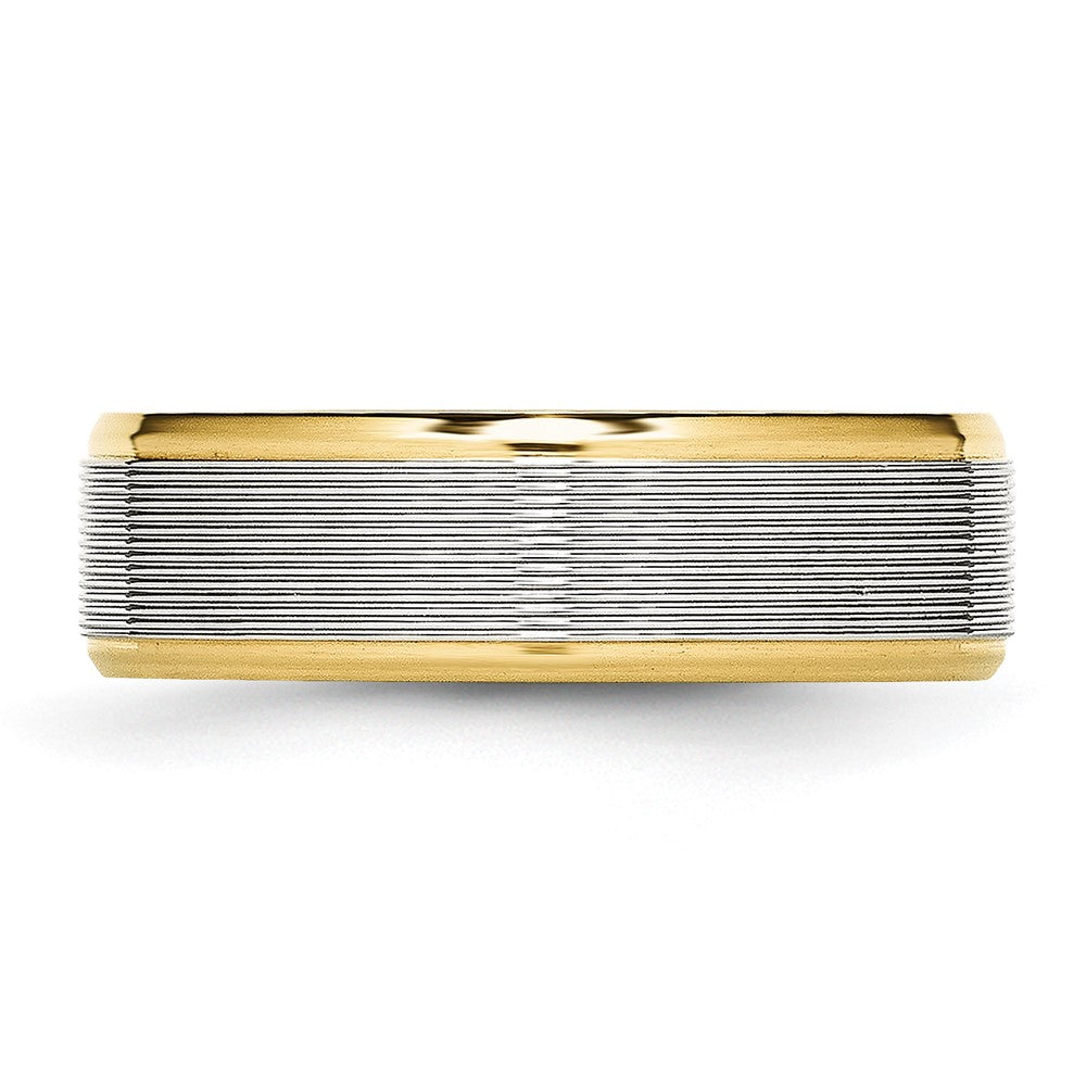 Stainless Steel Polished Yellow IP-plated 6mm Grooved Band Size - 9