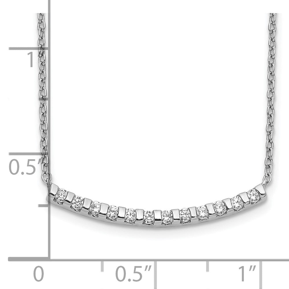 14k White Gold 1/4 carat Lab Grown Diamond VS/SI+ G+ 18 inch Curved Bar Necklace