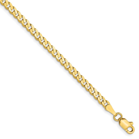 10K 2.4mm Flat Beveled Curb Chain 7  inches