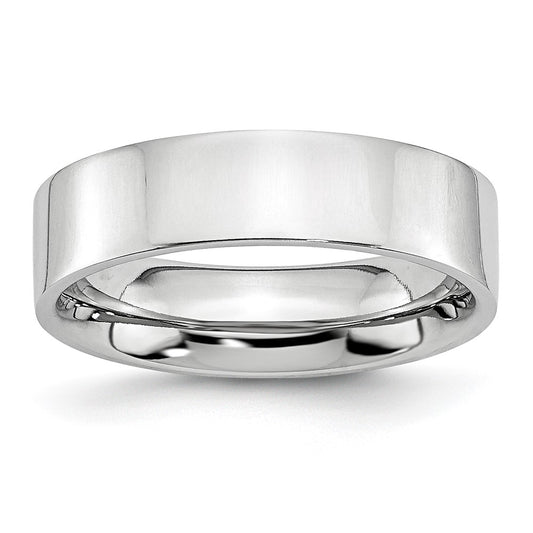 Cobalt Flat Polished 6mm Band Size - 10