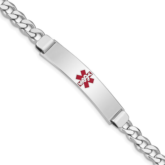 Sterling Silver Rhodium-plated Medical ID Curb Link Bracelet 7 inches