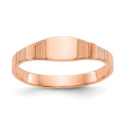 10K Rose Gold Polished Square Baby Signet Ring Size 2