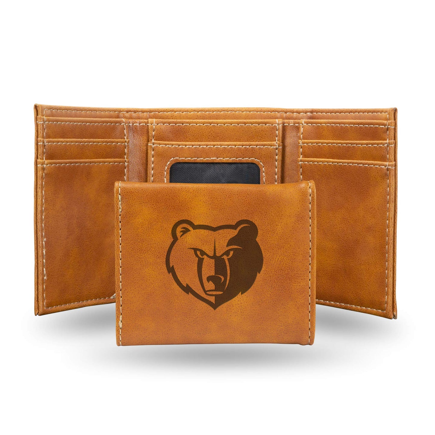 Basketball Rico Industries Memphis Grizzlies Brown Laser Engraved Trifold Laser Engraved Tri-Fold Wallet - Men's Accessory