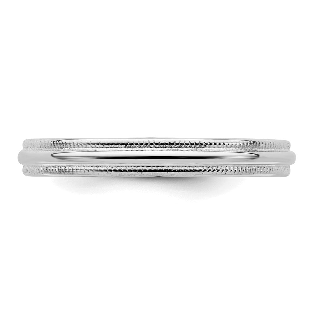 Sterling Silver Rhodium-plated 3mm Comfort Fit Milgrain Size 10 Band