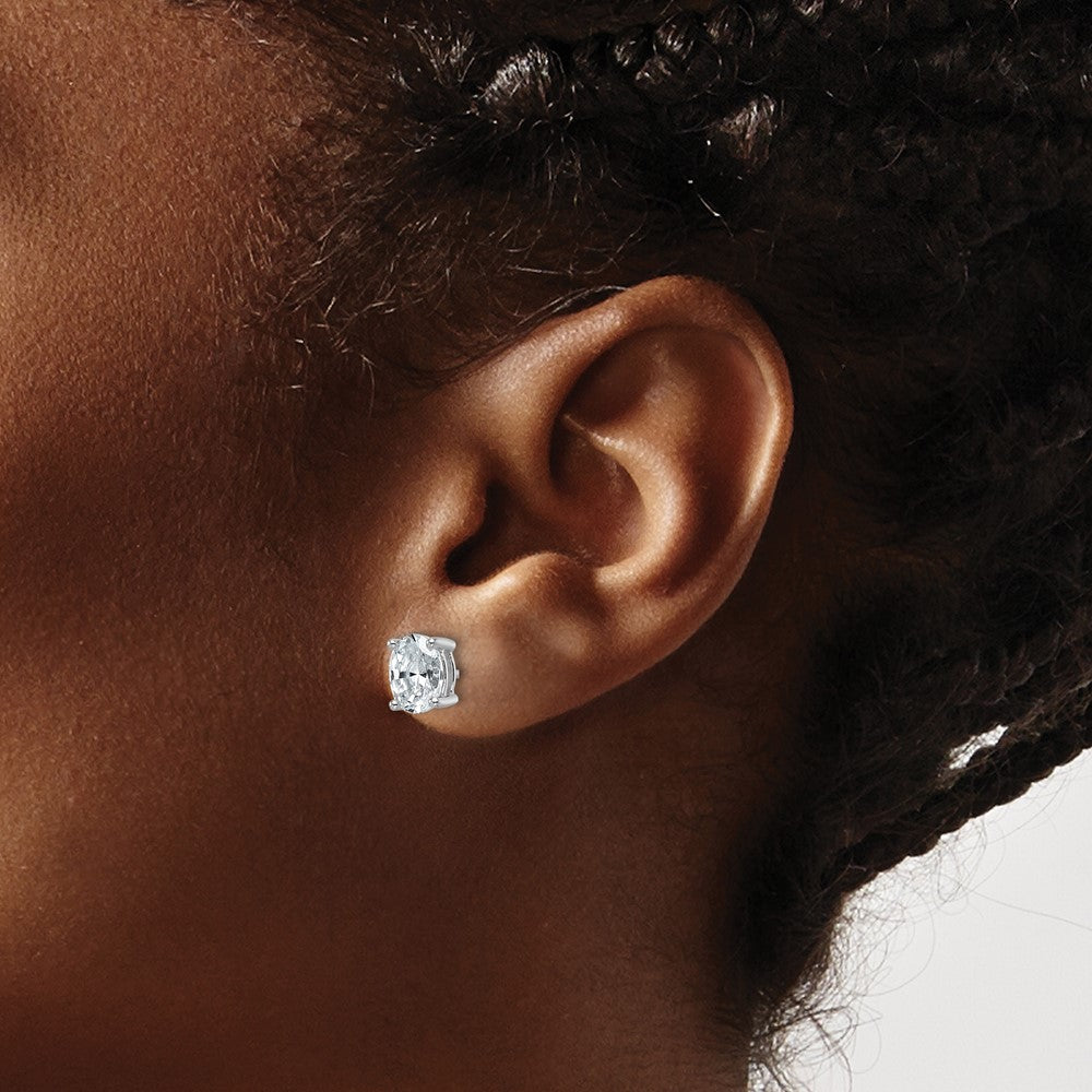 14K White Gold 1 1/2 ctw Lab Grown Diamond VS/SI+ G+ Oval 4-Prong Heavy Weight Stud Earrings
